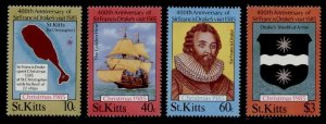 St Kitts 173-6 MNH Sir Francis Drake, Ship, Map, Crest, Christmas