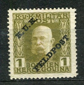 AUSTRIA; 1915 Bosnia KUK FELDPOST issue fine Mint hinged 1h. value
