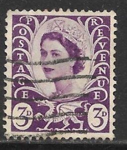 Great Britain Wales and Monmouthshire 1: 3d Elizabeth II, used, F-VF