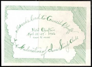 1956 US Poster Stamp Council Bluffs Federation of Iowa Stamp Clubs MNH (Green)