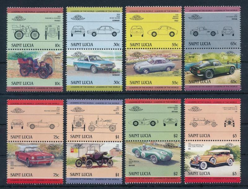 [71260] St. Lucia 1984 Automobiles Vintage Cars 8 Pairs MNH