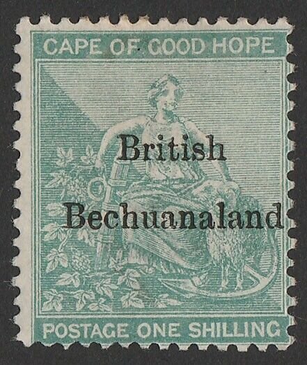 BECHUANALAND 1885 overprrinted Cape Hope Seated 1/- green.