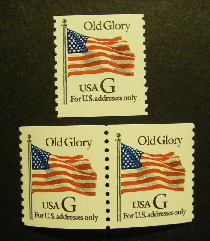 Scott 2889, 32c G Flag (black), Pair & Single, MNH Beauties