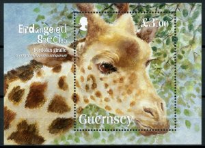 Guernsey Endangered Wild Animals Stamps 2020 MNH Giraffes Kordofan Giraffe 1v MS 