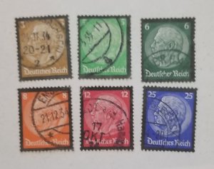 GERMANY Scott 436-441 HINDENBERG MEMORIAL Used Stamp Set Lot T105