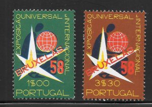 Portugal Scott 830-31 MNHOG - 1958 Brussels International Expo - SCV $1.95
