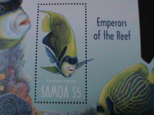 ​SAMOA-2003-SC#1048a- EMPERORS OF THE REEF-LOVELY ANGELFISH SHAPE CUT-MNH S/S