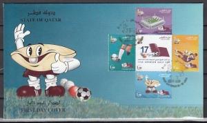 Qatar, Scott cat. 983 A-E. Arabian Gulf Soccer Cup issue. First day cover.