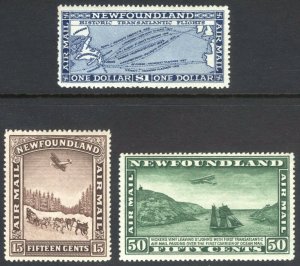 Newfoundland 1931 15c-$1 AIR NO WMK SG 192-194 Sc C6-C8 LMM/MLH Cat £85($110)