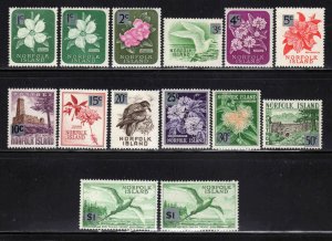 Norfolk Island #71-82 + 71a, 82a ~ Cplt Set of 14 w/types ~ MInt, NH  (1966)