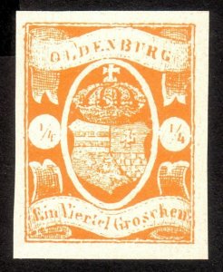 1861, Germany Oldenburg, 1/4Gr, MNG, Sc 9, Reprint