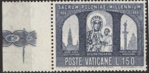 Vatican City 437 (mh, rough edge right) 150L Polish millenium, slate blue (1966)