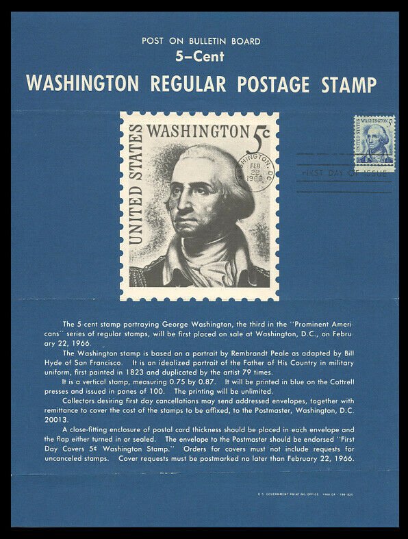 STAMP POSTER SP148 Sc.#1283 5c GEORGE WASHINGTON - FOLDED