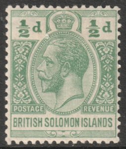 BSI Solomon Islands Scott 28 - SG22, 1914 Postage Revenue 1/2d MH*