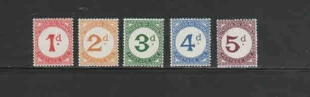 TRISTAN DA CUNHA #J1-J5 1957 POSTAGE DUE MINT VF NH O.G