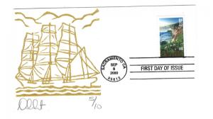 3438 California Statehood, David Curtis, Ship (gold) FDC