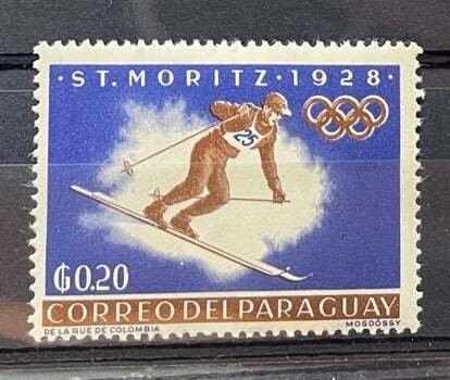 (3576) PARAGUAY 1963 : Sc# 753 ST MORITZ 1928 WINTER OLYMPICS - MNH VF