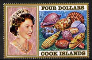 COOK ISLANDS - 1974 - Sea Shells,  High Value $4 - Perf 1v - Mint Never Hinged