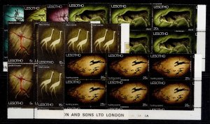 LESOTHO QEII SG160-166, 1968 rock paintings set, NH MINT. MARGINAL BLOCKS x 6