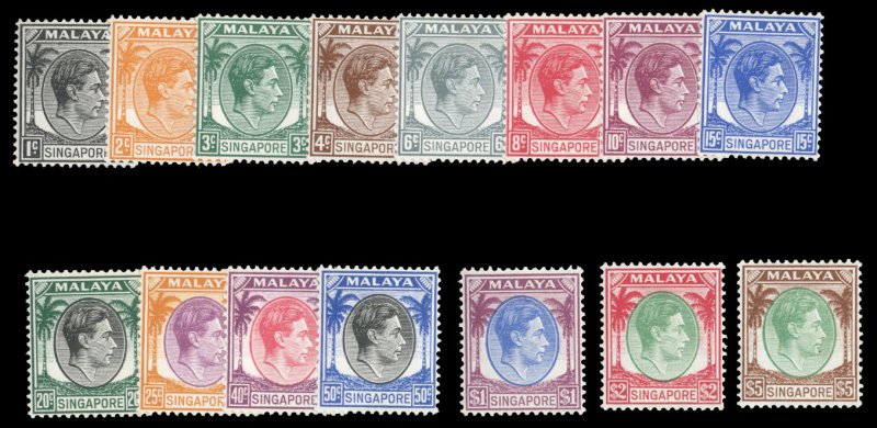 Singapore #1-20 Cat$242.95, 1948 George VI, complete set, never hinged