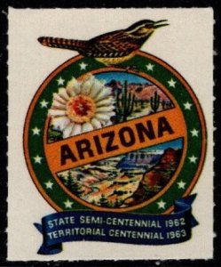 1962-1963 US Poster Arizona State Semi-Centennial Territorial Centennial MNH