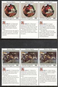 599-600 United Nations 1991 Human Rights Strip MNH