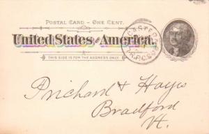 United States U.S. R.P.O.'s Lancaster & Bos. 1894 25-J-1  Postal Card.
