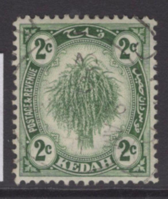 MALAYA KEDAH SG27 1921 2c DULL GREEN USED