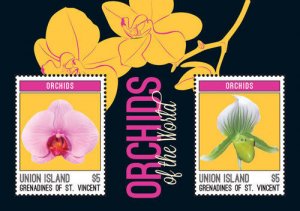 UNION ISLAND 2014 - ORCHIDS OF THE WORLD STAMP SOUVENIR SHEET MNH