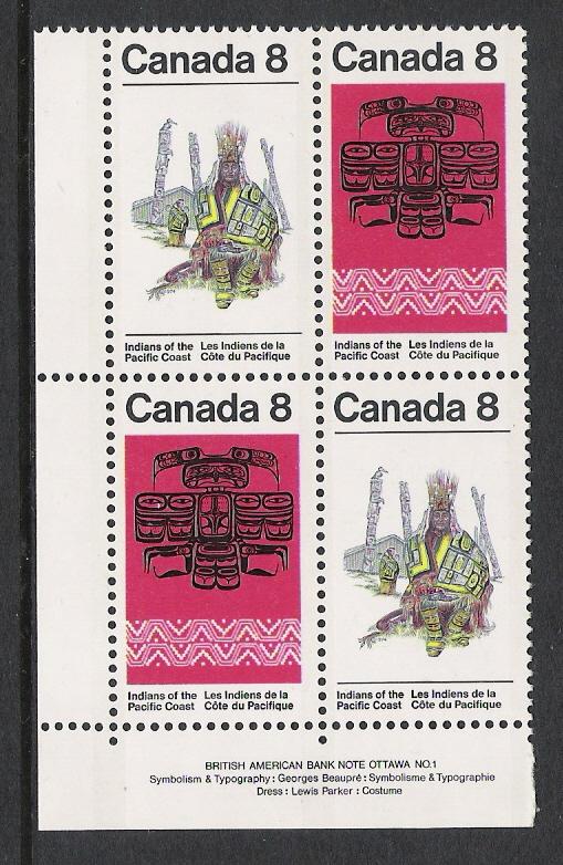 Canada #573a LL PL BL Pacific Coast Indians 8