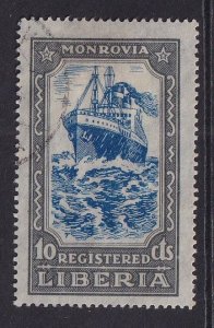 Liberia  #F33  used  1924   0cean liner  10c