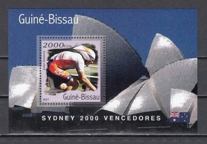 Guinea Bissau, 2001 issue. Sydney Olympics s/sheet, Cyclist shown.