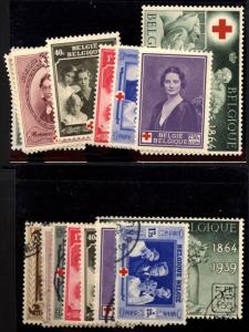Belgium Scott B233-40 Two sets one lightly Hinged and one Used very Fine