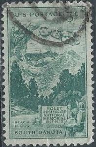 US 1011 (used) 3¢ Mount Rushmore (1952)