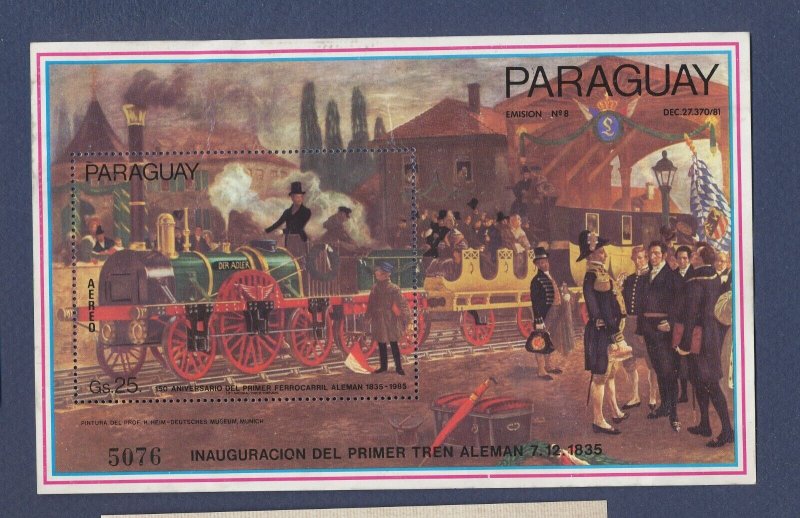 PARAGUAY - Scott 2152  - unused NG, S/S  - Train, 198-