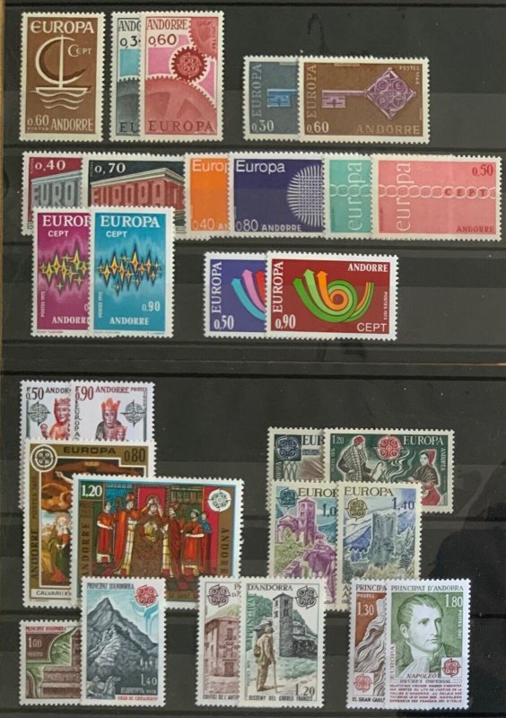 ANDORRA (FRENCH) MNH EUROPA COLLECTION 1966-1991.  SEE SCANS