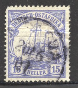 German East Africa Scott 25 Used H - 1905 15h Kaisers Yacht, Unwatermarked