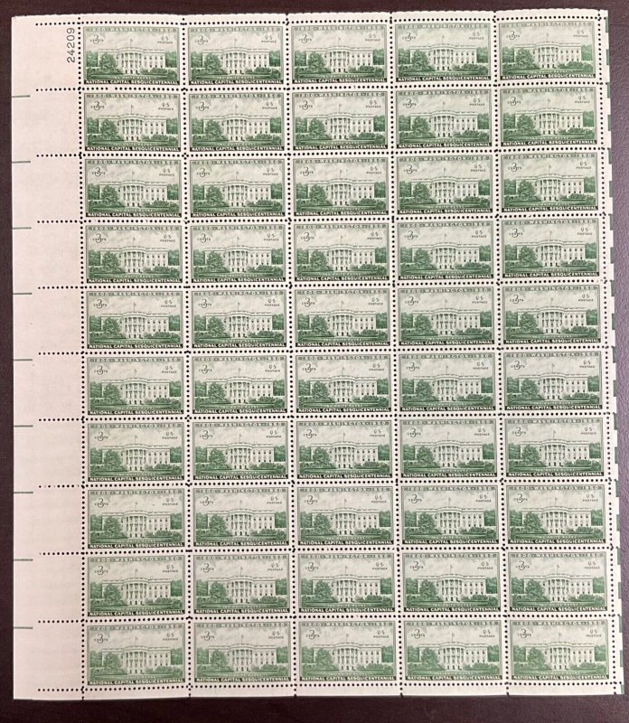 990   White House, Executive Mansion  MNH 3 c  Sheet of 50  1950