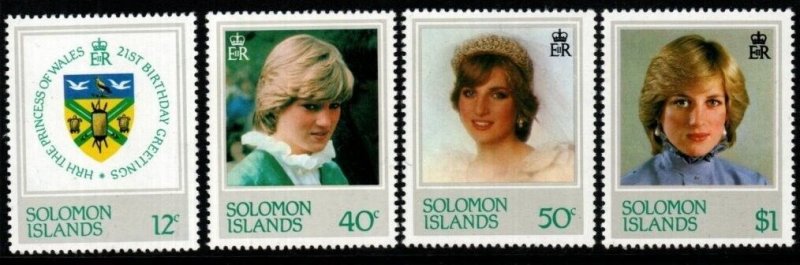 SOLOMON ISLANDS SG467/70 1982 21ST BIRTHDAY OF PRINCESS OF WALES MNH