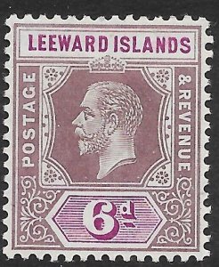 LEEWARD ISLANDS SG53 1913 6d DULL & BRIGHT PURPLE MTD MINT