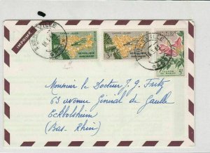 republique gambonaise gambia 1963 flowers stamps cover ref 21262