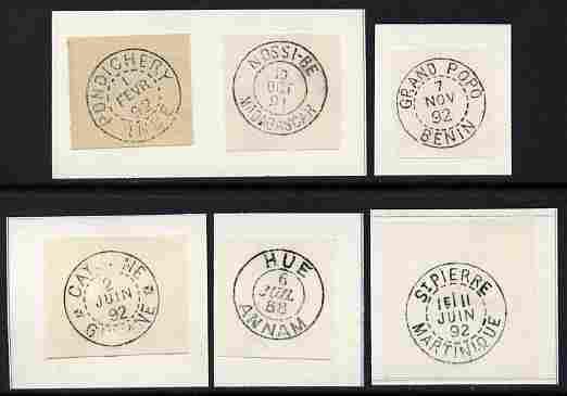 French Colonies six impressions of postmarks being forger...