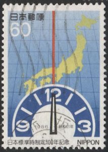 JAPAN  1986 Sc 1676  60y Map / Clock, Used VF