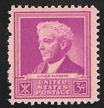 876 3 cents Luther Burbank Stamp mint OG NH F