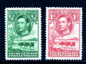 BECHUANALAND  PROTECTORATE #124-125  1938  1/2p & 1p  GEORGE     F-VF USED