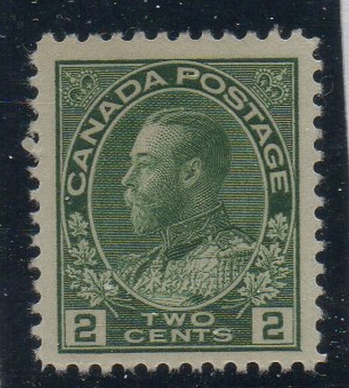 Canada Sc 107 1922 2 c yellow green GV Admiral stamp mint NH