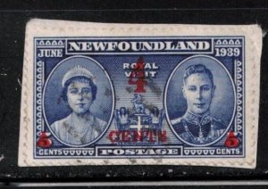 NEWFOUNDLAND Scott # 251 Used - Surcharged - Damaged S In Cents Variety