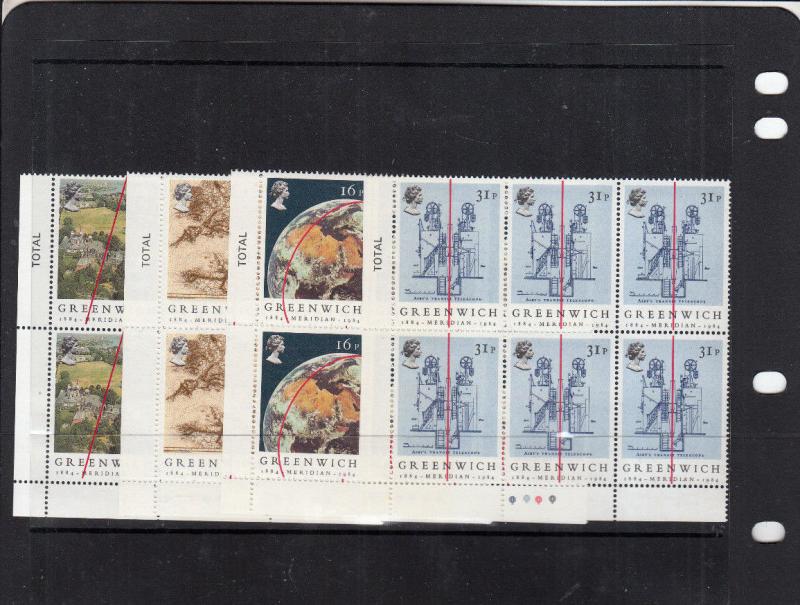 1984 LONDON SUMMIT AND GREENWICH MERIDIAN BLOCKS OF 6 OR 4 UMM/MNH SG1253-SG1257