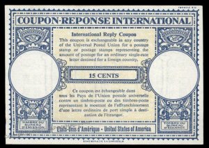 USA 15c International Reply Coupon IRC Post Office 98918