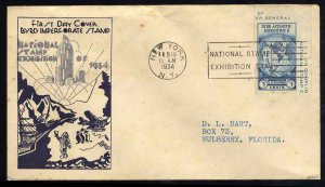 United States First Day Covers #735-9, 1934 3c Byrd, Leo August cachet in blu...